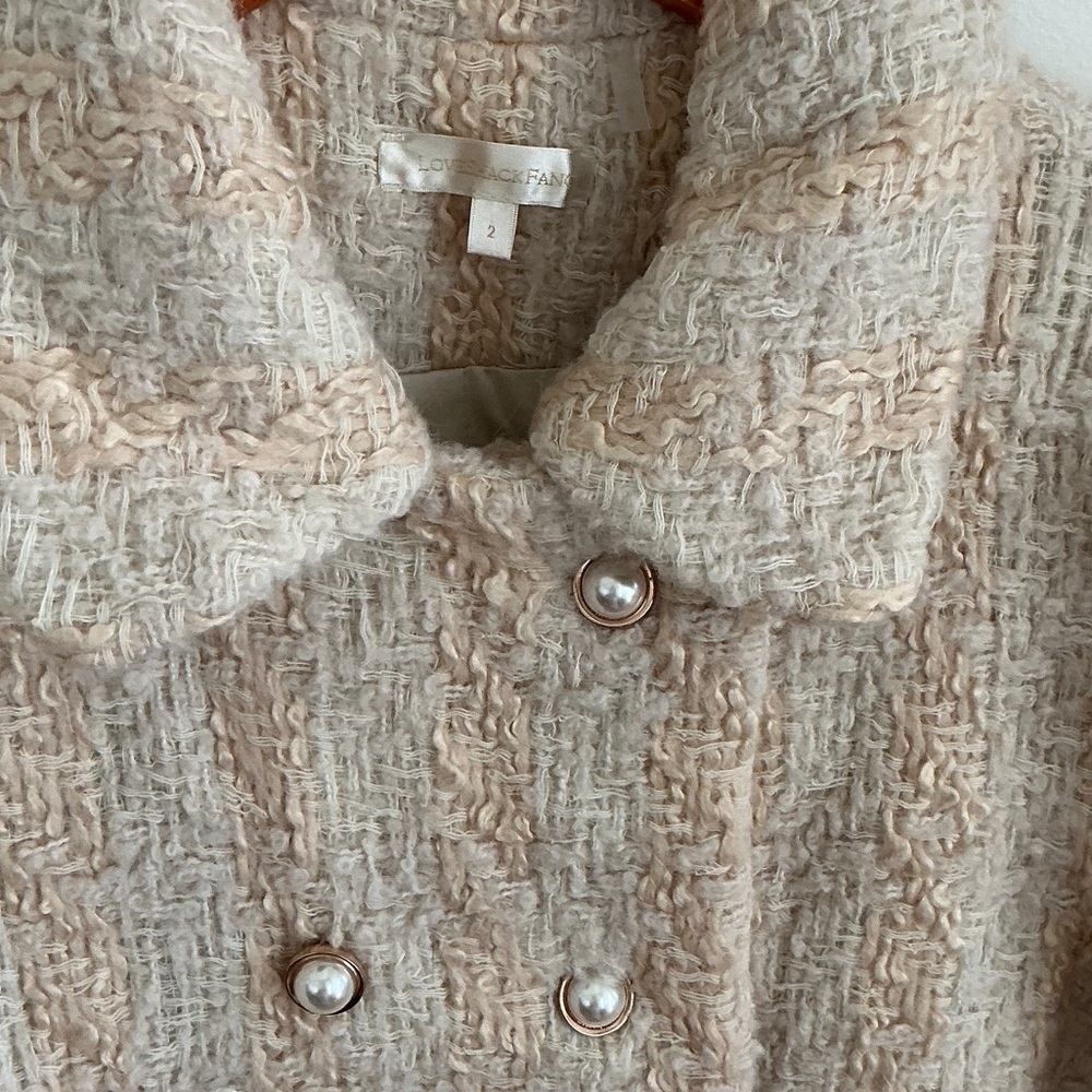 LoveShackFancy Cream Textured Teddy Jacket